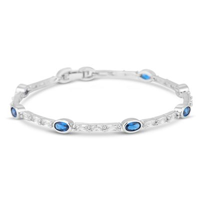 Blue oval cubic zirconia bracelet